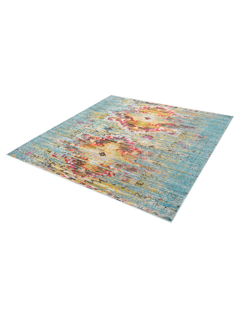 Venetian Tapestry Collection Area Rug - SanMarco Square Turquoise lifestyle 31