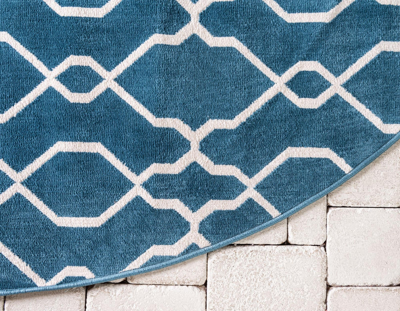 Patio Paradise Collection Area Rug - Lagoon Round Blue lifestyle 37
