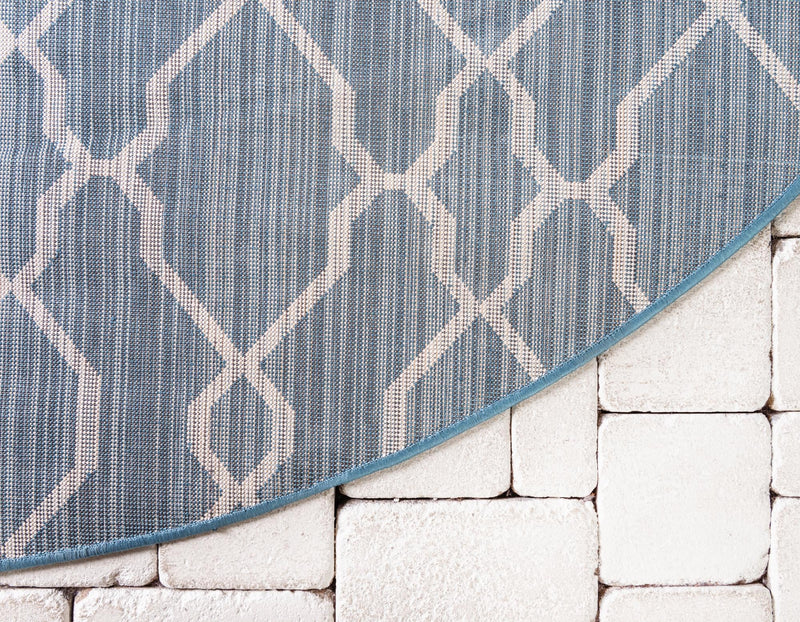 Patio Paradise Collection Area Rug - Lagoon Round Blue lifestyle 39