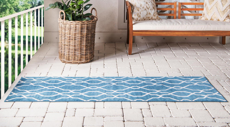 Patio Paradise Collection Area Rug - Lagoon Runner Blue lifestyle 59