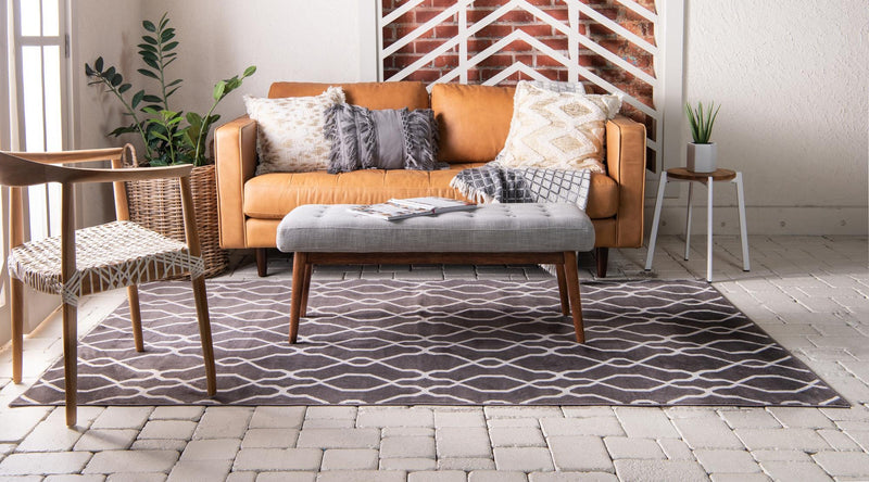Patio Paradise Collection Area Rug - Lagoon Rectangle Dark Gray lifestyle 13