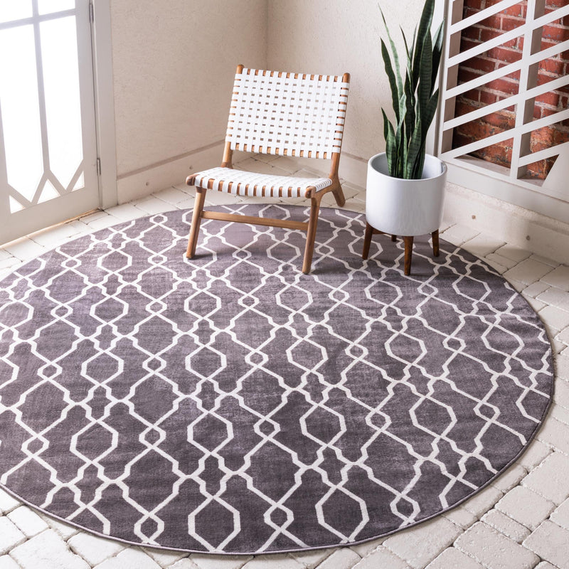 Patio Paradise Collection Area Rug - Lagoon Round Dark Gray lifestyle 44