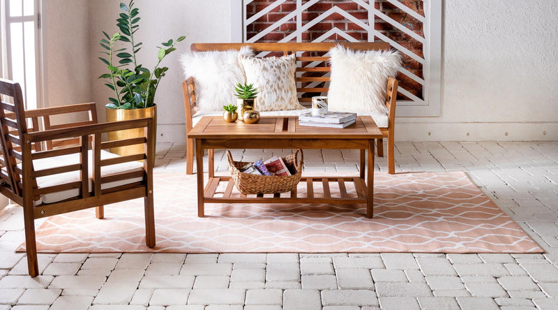 Patio Paradise Collection Area Rug - Lagoon Rectangle Peach lifestyle 14