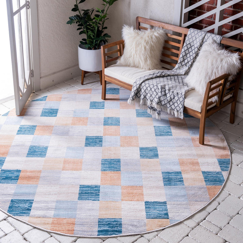 Patio Paradise Collection Area Rug - Bungalow Round Cream lifestyle 13