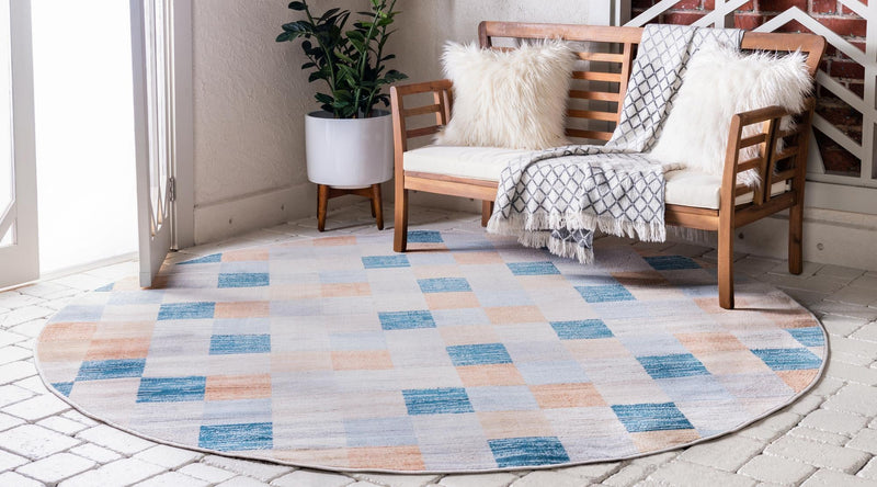 Patio Paradise Collection Area Rug - Bungalow Round Cream lifestyle 17