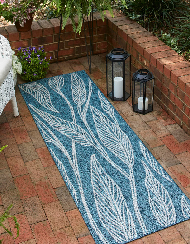 Garden Terrace Escape Collection Area Rug - Evergreen (Teal) Runner Teal lifestyle 4
