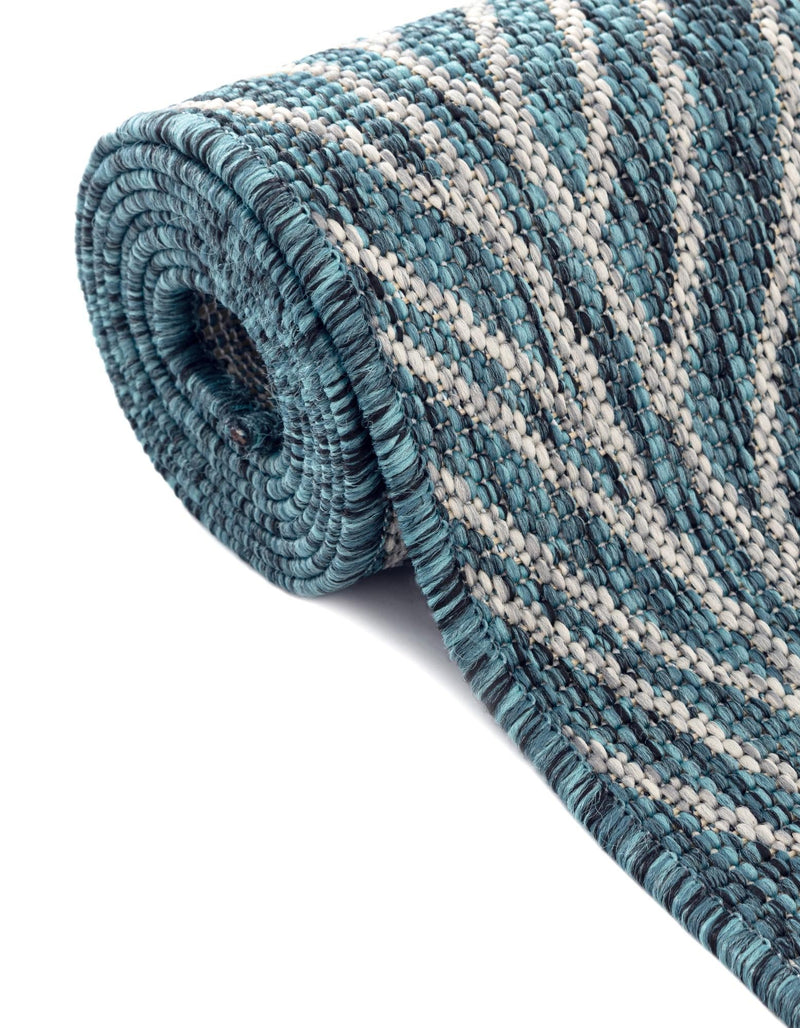 Garden Terrace Escape Collection Area Rug - Evergreen (Teal) Runner Teal lifestyle 34