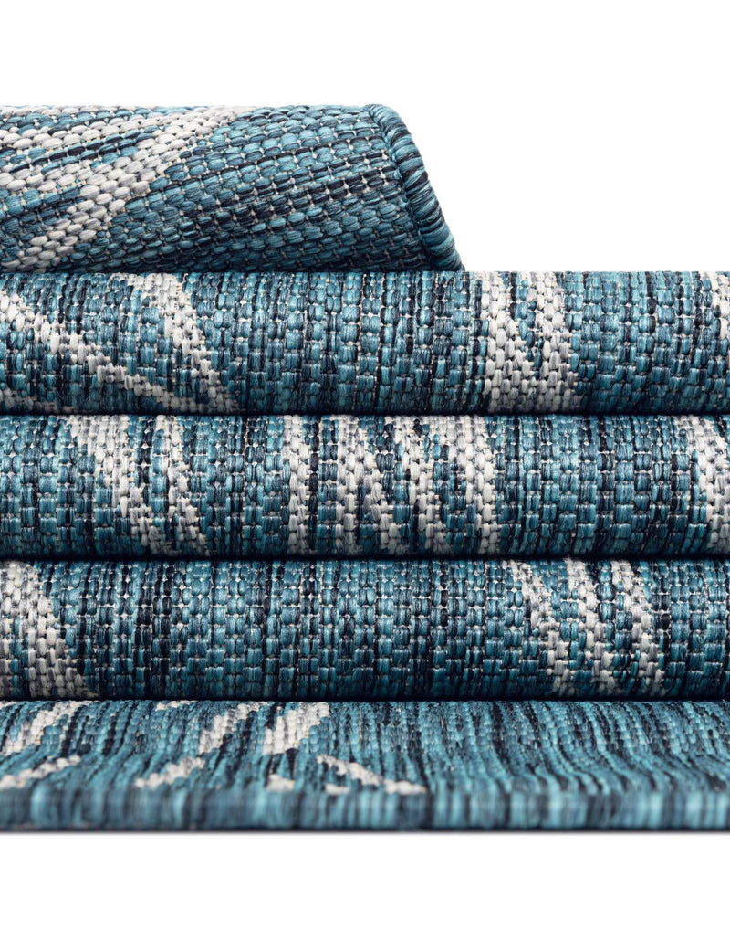 Garden Terrace Escape Collection Area Rug - Evergreen (Teal) Runner Teal lifestyle 40