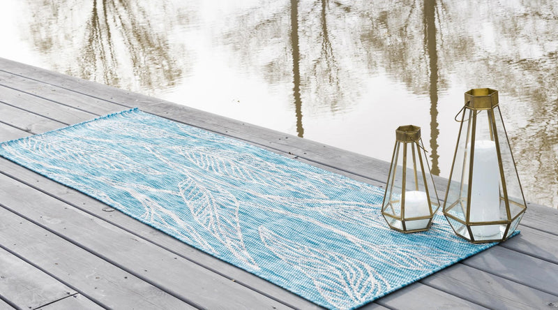 Garden Terrace Escape Collection Area Rug - Evergreen (Light Aqua) Runner Light Aqua lifestyle 2