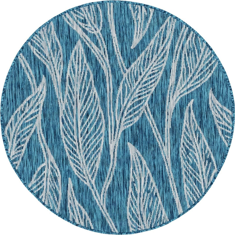 Garden Terrace Escape Collection Area Rug - Evergreen (Teal) Round Teal Main
