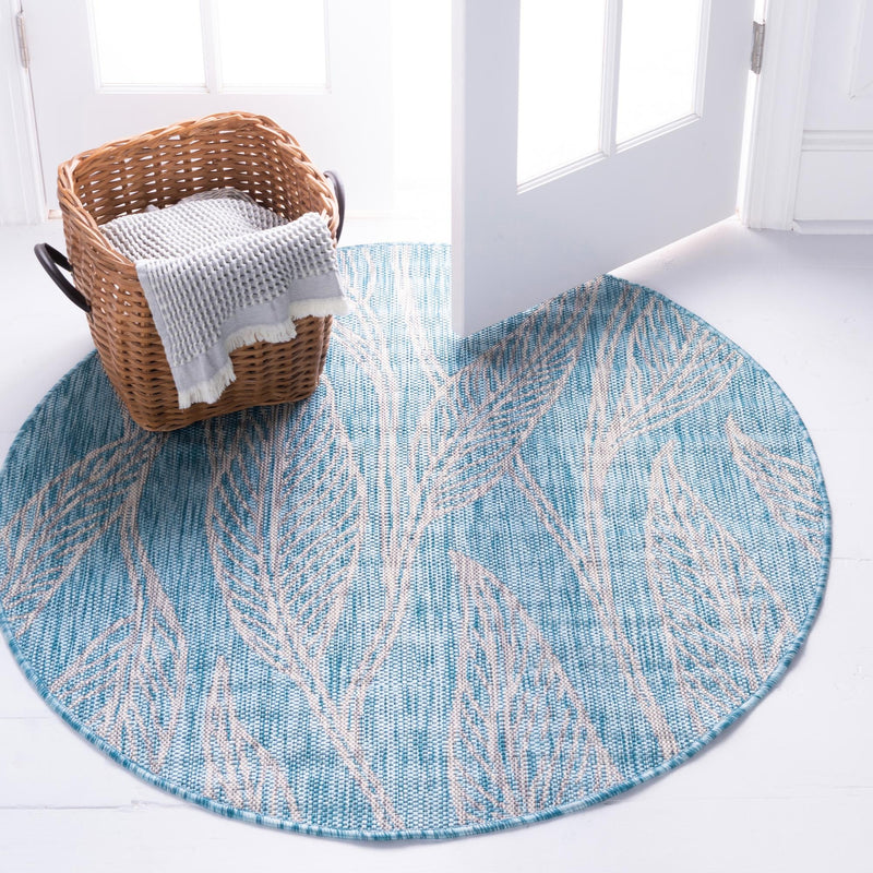 Garden Terrace Escape Collection Area Rug - Evergreen (Light Aqua) Round Light Aqua lifestyle 0