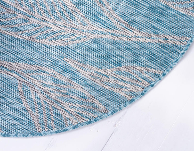Garden Terrace Escape Collection Area Rug - Evergreen (Light Aqua) Round Light Aqua lifestyle 8
