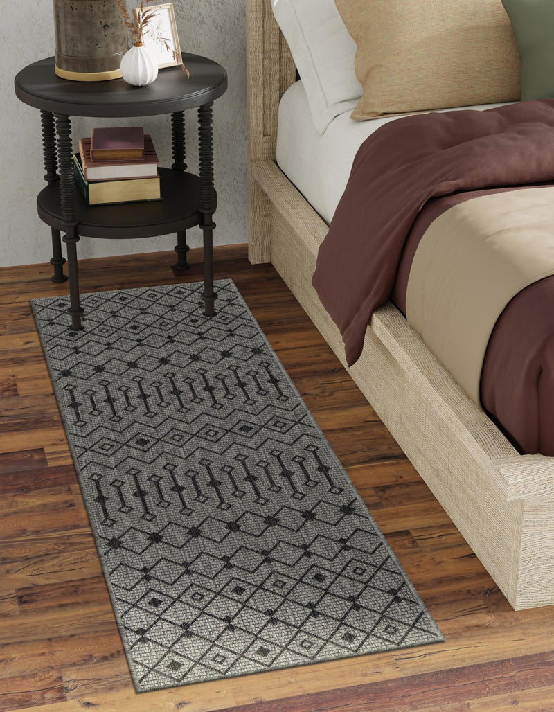 Garden Lattice Oasis Collection Area Rug - Pergola (Gray) Runner Gray lifestyle 19