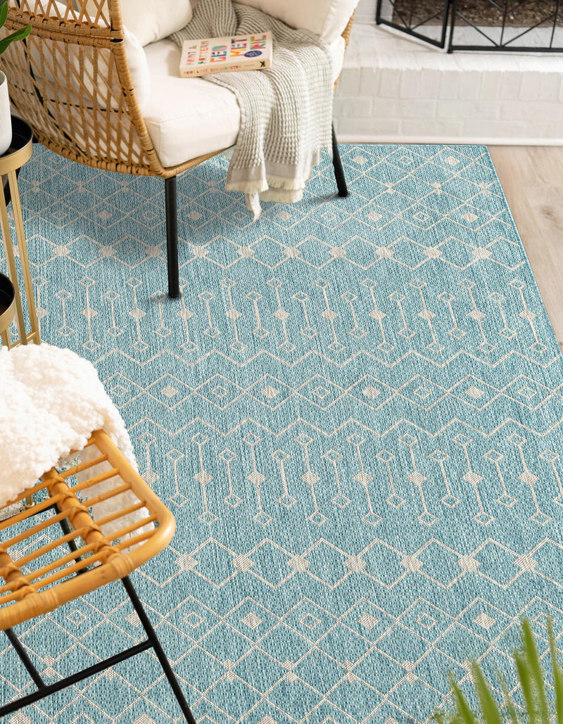 Garden Lattice Oasis Collection Area Rug - Pergola (Aqua) Rectangle Aqua lifestyle 3