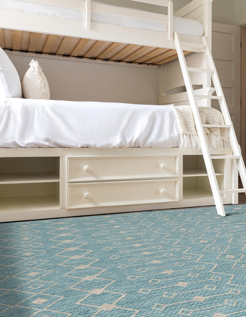 Garden Lattice Oasis Collection Area Rug - Pergola (Aqua) Rectangle Aqua lifestyle 28