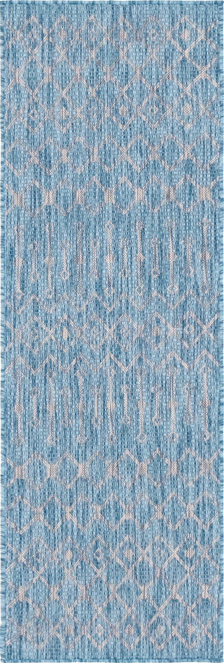 Garden Lattice Oasis Collection Area Rug - Pergola (Aqua) Runner Aqua Main