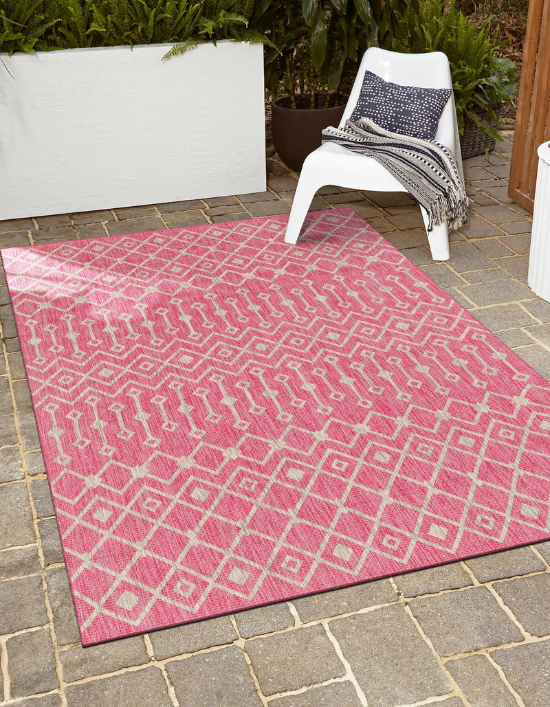 Garden Lattice Oasis Collection Area Rug - Pergola (Fuschia) Rectangle Fuschia lifestyle 10