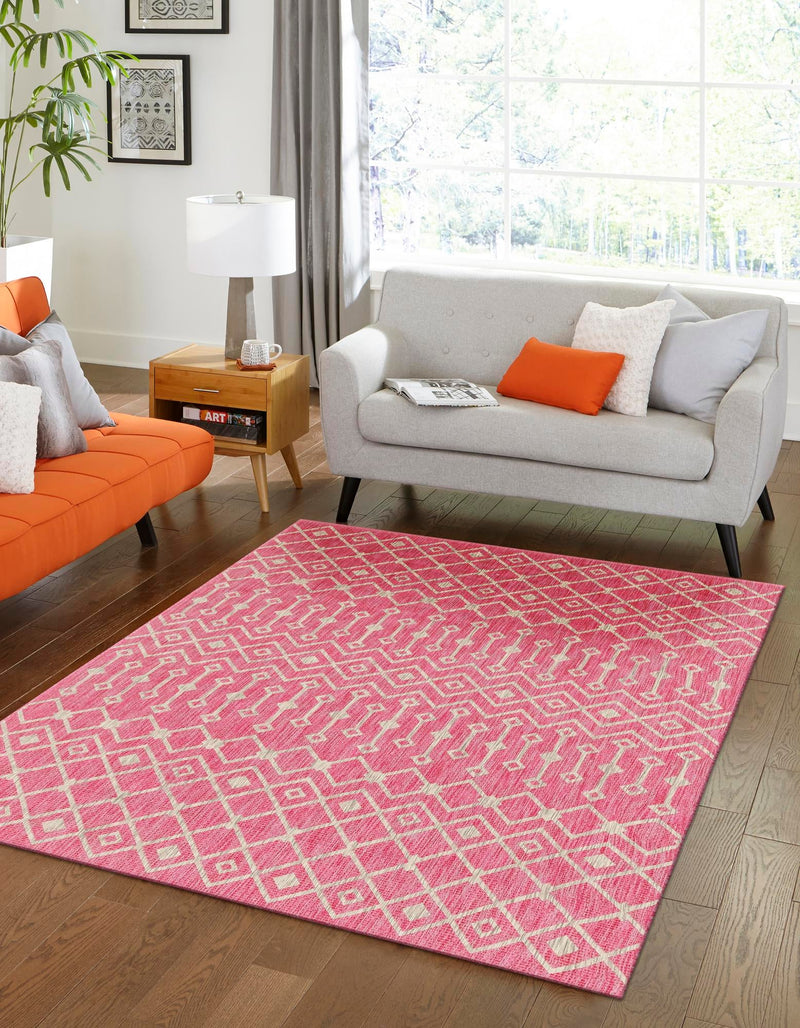 Garden Lattice Oasis Collection Area Rug - Pergola (Fuschia) Rectangle Fuschia lifestyle 13