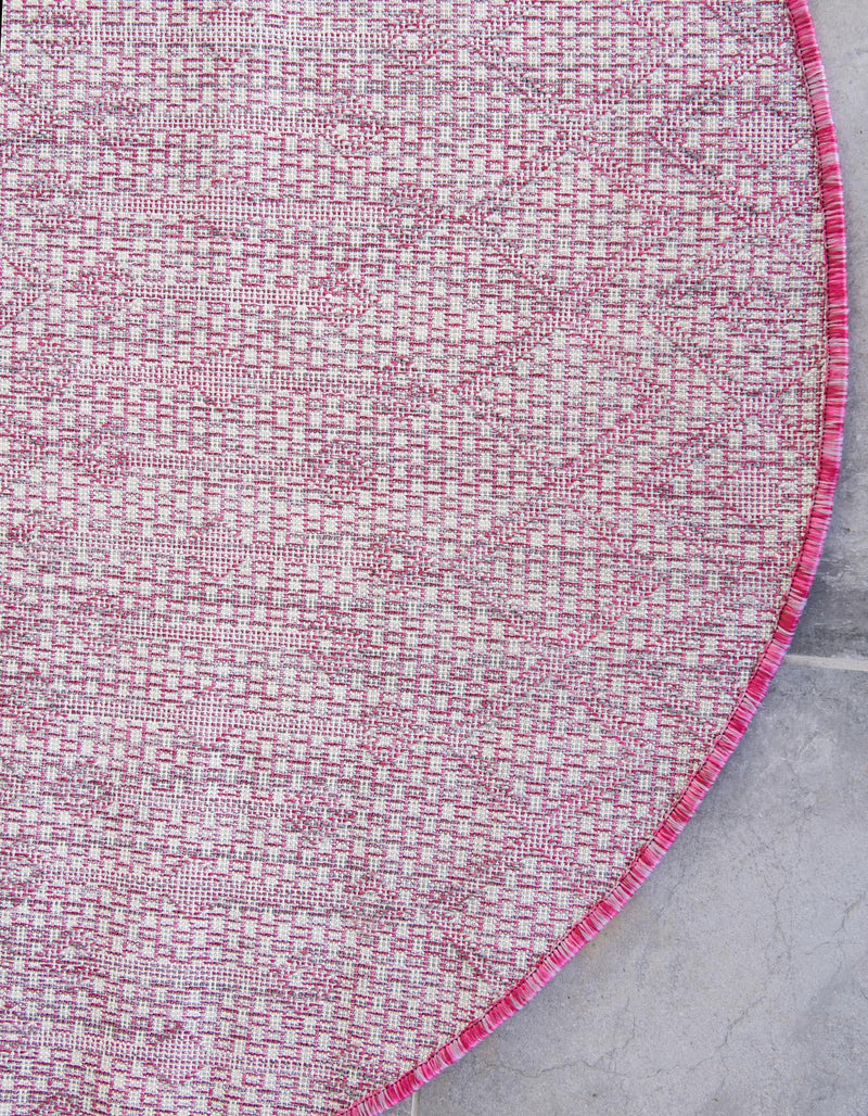 Garden Lattice Oasis Collection Area Rug - Pergola (Fuschia) Round Fuschia lifestyle 12