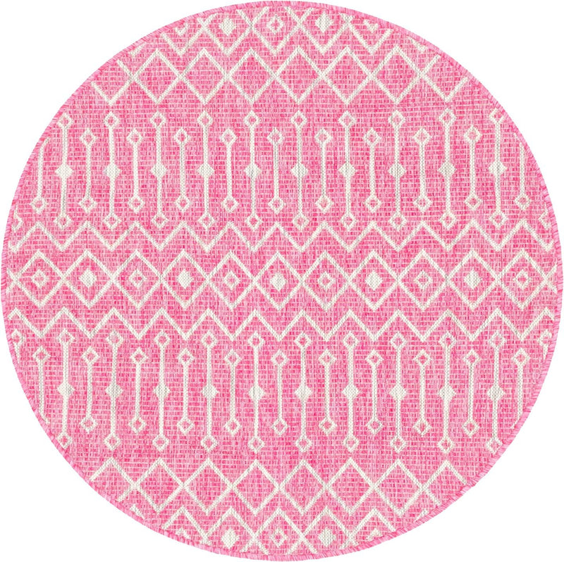 Garden Lattice Oasis Collection Area Rug - Pergola (Fuschia) Round Fuschia Main