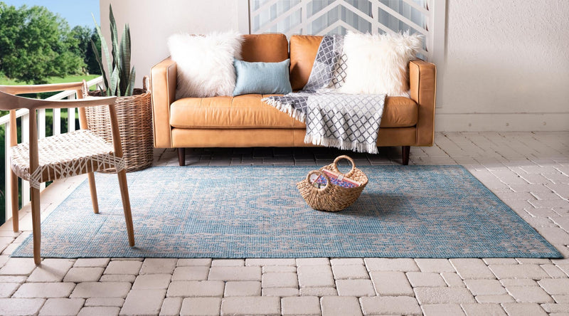 Patio Heritage Collection Area Rug - Savannah (Light Aqua) Rectangle Light Aqua lifestyle 15