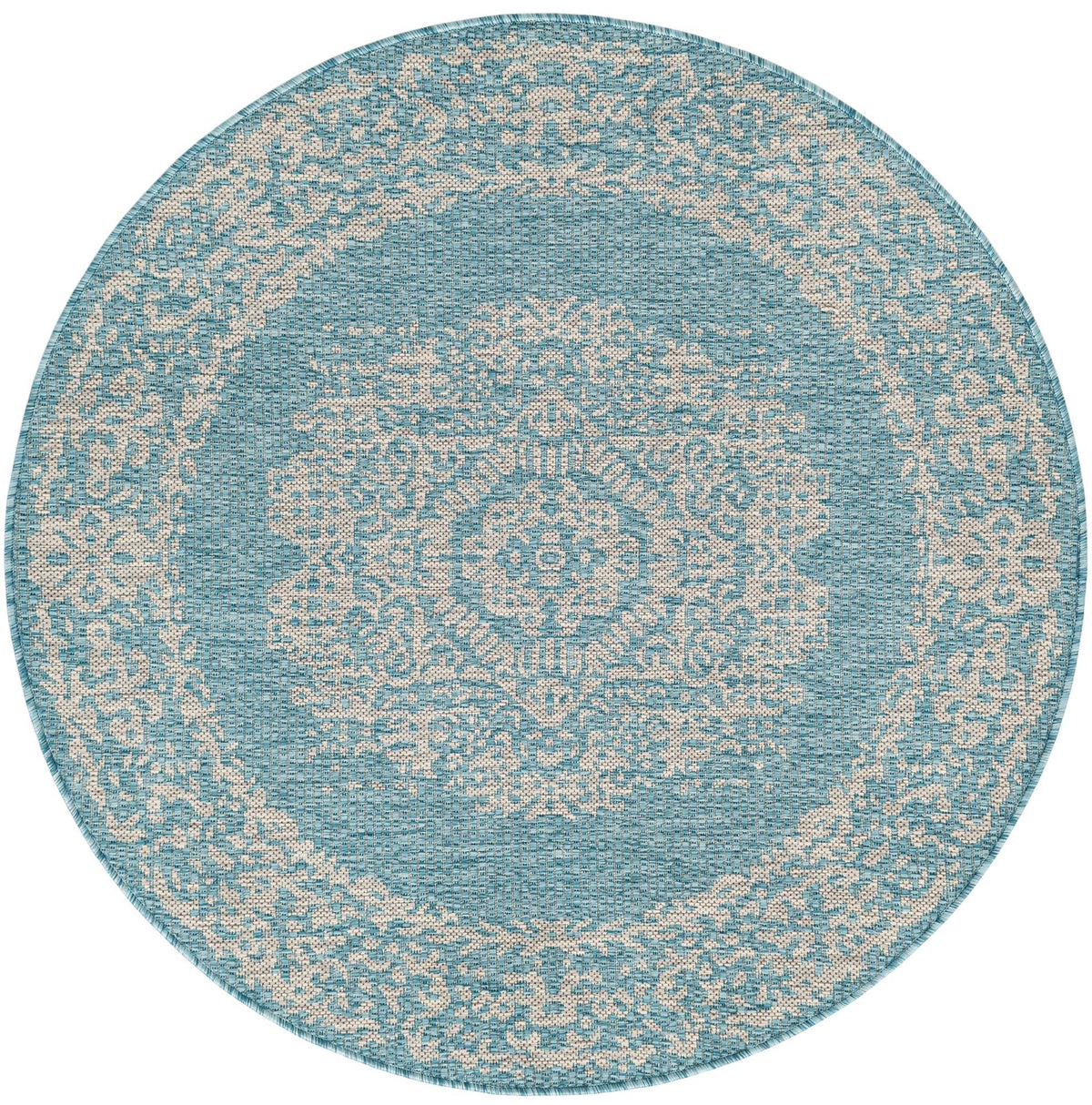 Patio Heritage Collection Area Rug - Savannah (Light Aqua) Round Light Aqua lifestyle 18