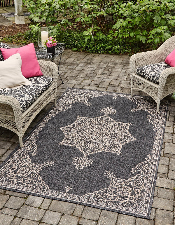 Patio Heritage Collection Area Rug - Charleston (Charcoal Gray) Rectangle Charcoal Gray lifestyle 2