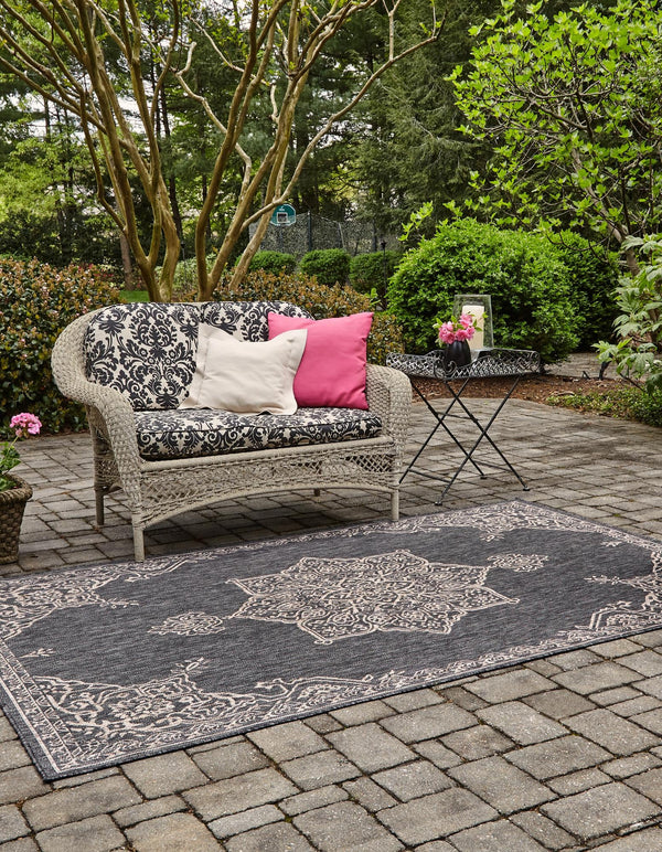 Patio Heritage Collection Area Rug - Charleston (Charcoal Gray) Rectangle Charcoal Gray lifestyle 3