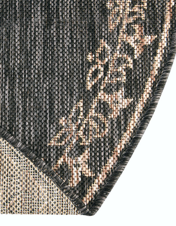 Patio Heritage Collection Area Rug - Charleston (Charcoal Gray) Round Charcoal Gray lifestyle 24