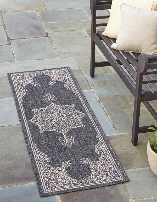 Patio Heritage Collection Area Rug - Charleston (Charcoal Gray) Runner Charcoal Gray lifestyle 17