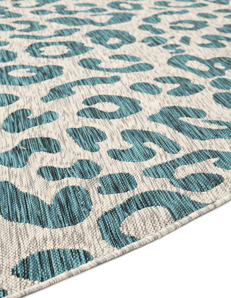 Jungle Expedition Collection Area Rug - Amazon (Teal) Round Teal lifestyle 15