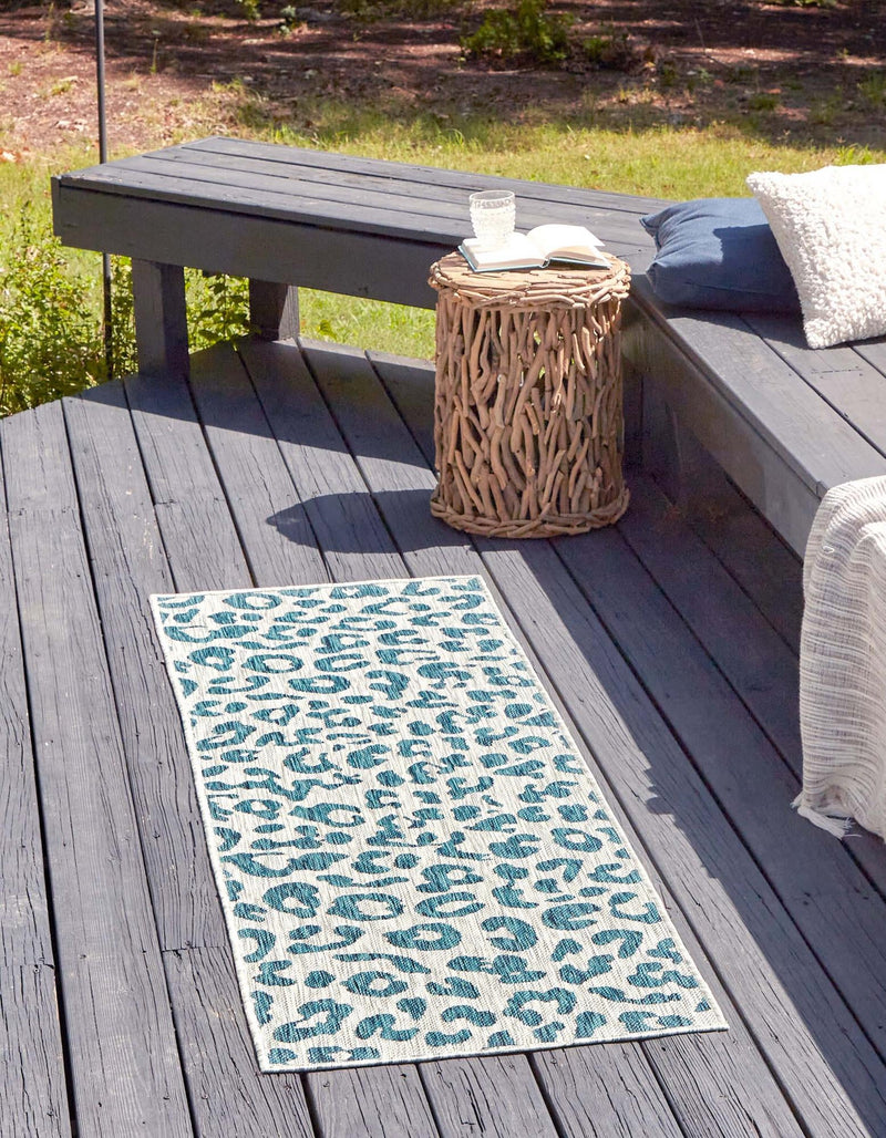 Jungle Expedition Collection Area Rug - Amazon (Teal) Runner Teal lifestyle 0