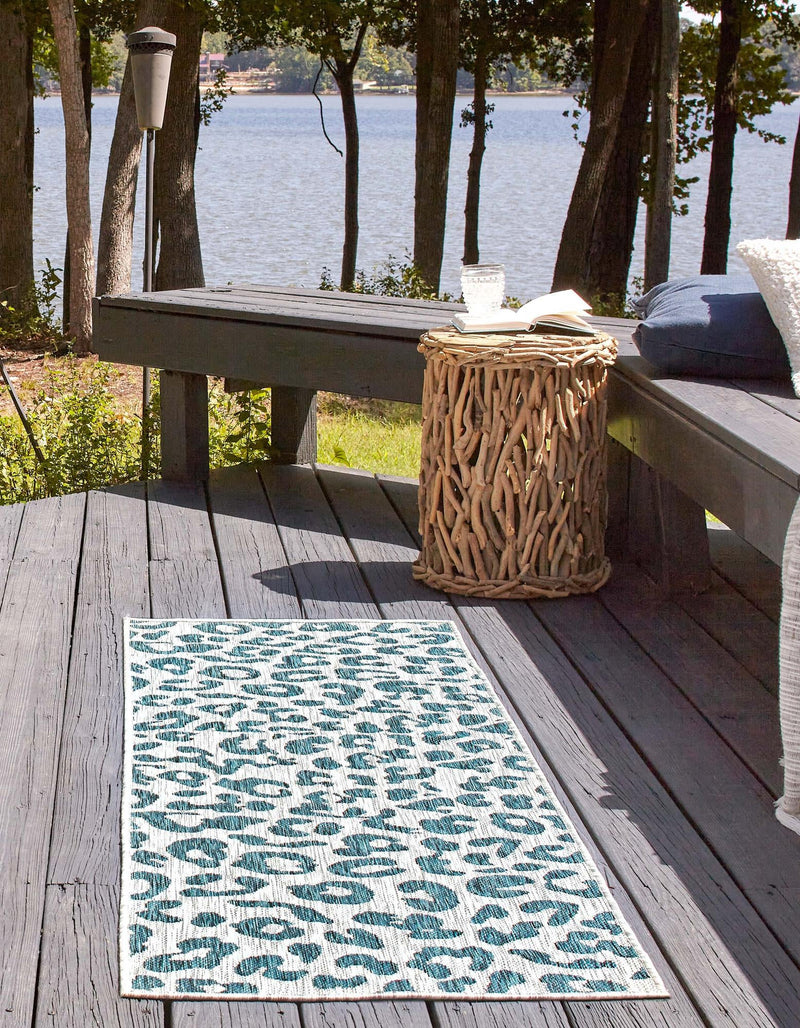 Jungle Expedition Collection Area Rug - Amazon (Teal) Runner Teal lifestyle 3