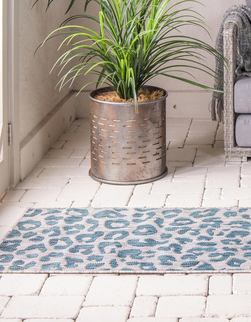 Jungle Expedition Collection Area Rug - Amazon (Teal) Runner Teal lifestyle 5