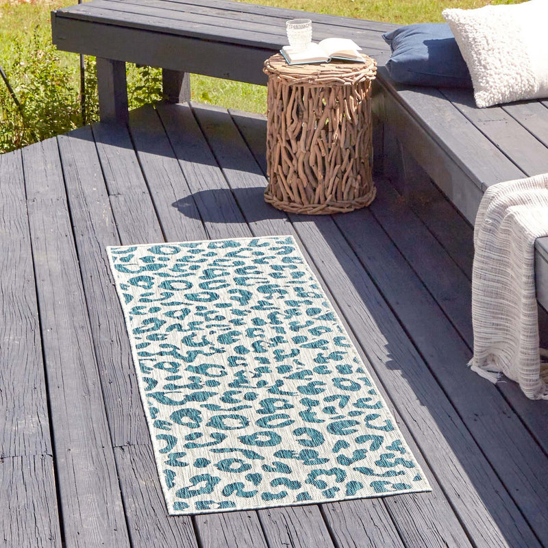 Jungle Expedition Collection Area Rug - Amazon (Teal) Runner Teal lifestyle 13