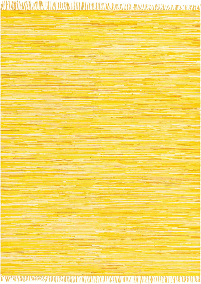 Indigo Weave Cotton Collection Area Rug - Santorini (Yellow) Rectangle Yellow Main