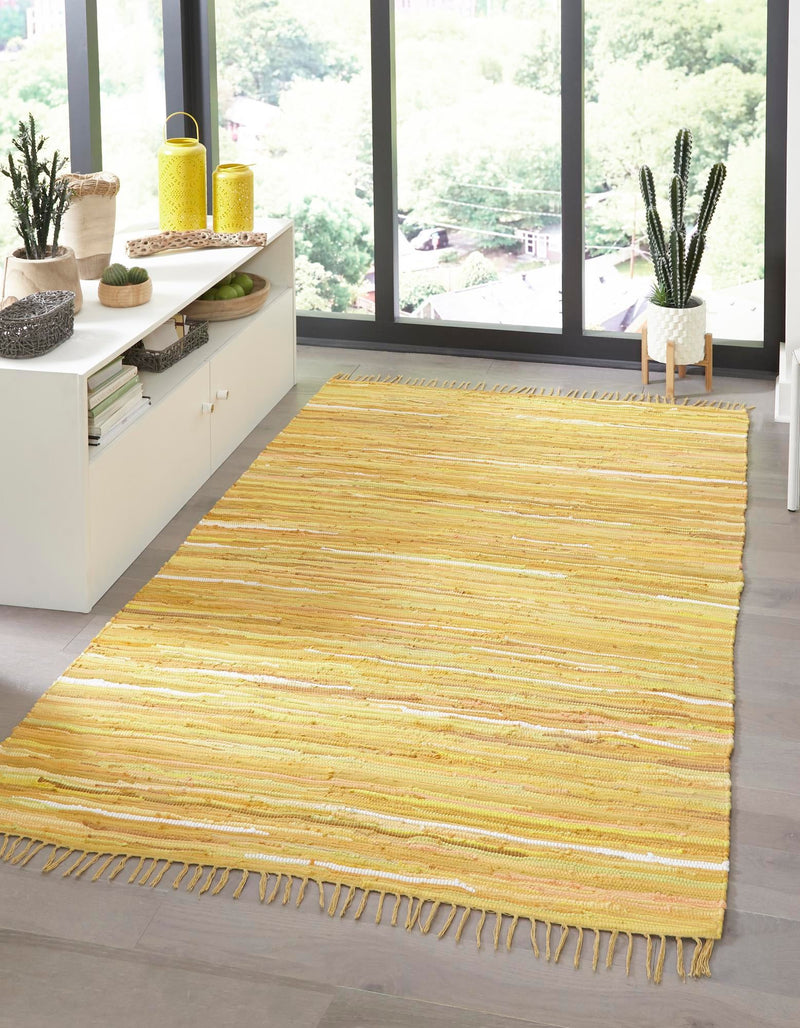 Indigo Weave Cotton Collection Area Rug - Santorini (Yellow) Rectangle Yellow lifestyle 2