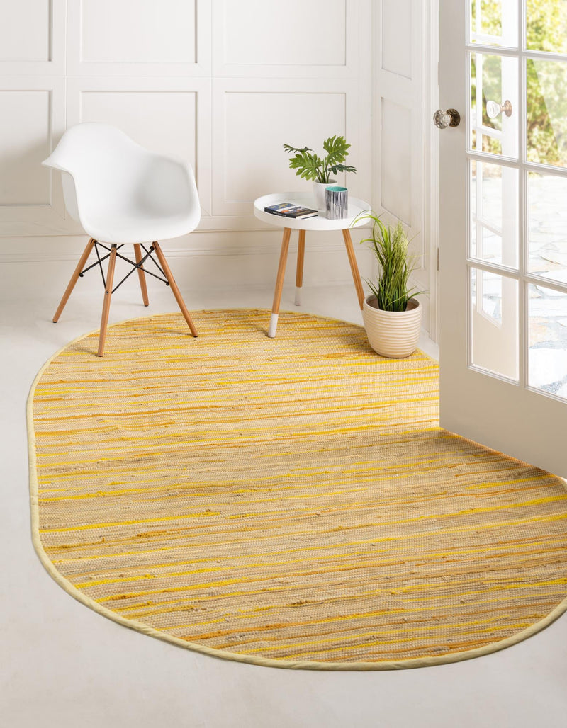 Indigo Weave Cotton Collection Area Rug - Santorini (Yellow) Oval Yellow lifestyle 19
