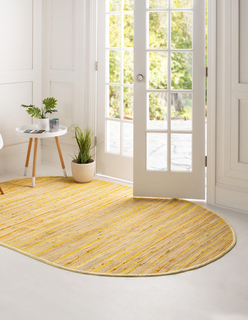 Indigo Weave Cotton Collection Area Rug - Santorini (Yellow) Oval Yellow lifestyle 22