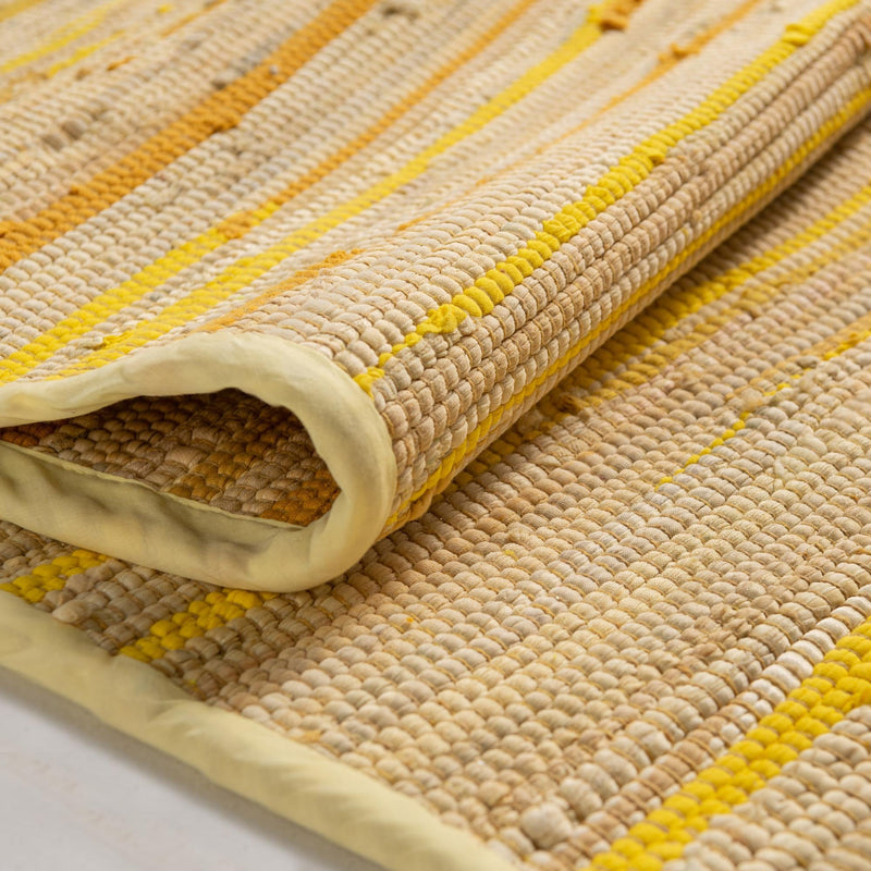 Indigo Weave Cotton Collection Area Rug - Santorini (Yellow) Oval Yellow lifestyle 35