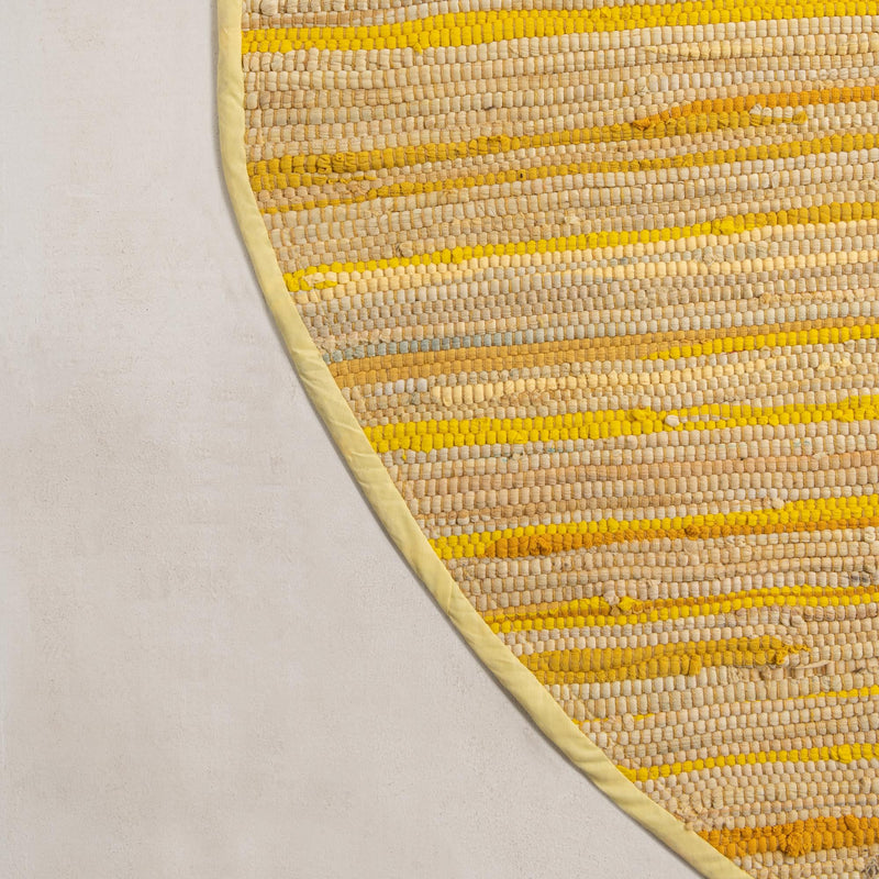 Indigo Weave Cotton Collection Area Rug - Santorini (Yellow) Oval Yellow lifestyle 43