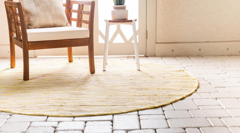 Indigo Weave Cotton Collection Area Rug - Santorini (Yellow) Round Yellow lifestyle 23