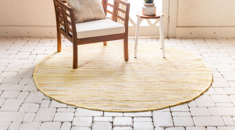 Indigo Weave Cotton Collection Area Rug - Santorini (Yellow) Round Yellow lifestyle 26