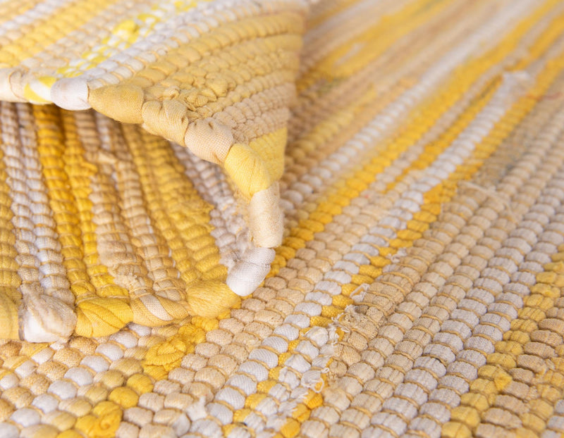 Indigo Weave Cotton Collection Area Rug - Santorini (Yellow) Round Yellow lifestyle 36