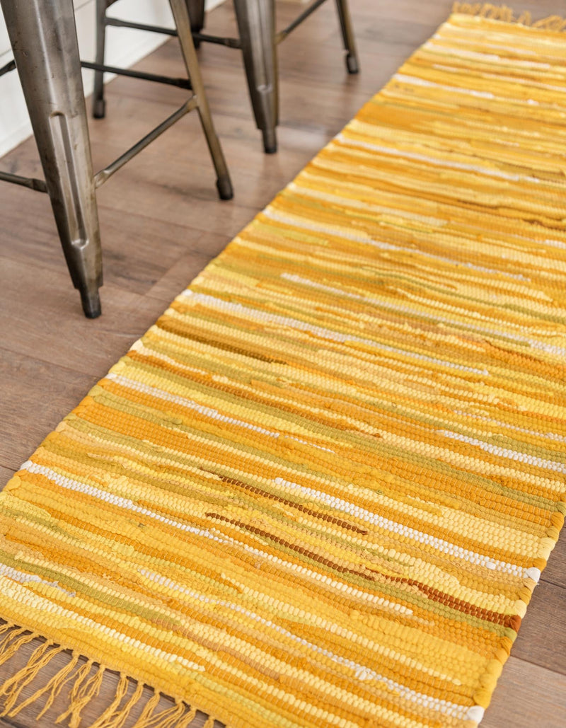 Indigo Weave Cotton Collection Area Rug - Santorini (Yellow) Runner Yellow lifestyle 28