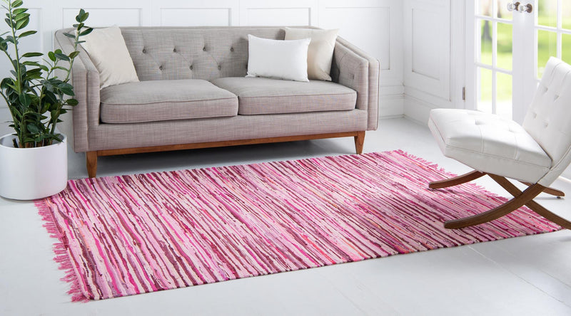 Indigo Weave Cotton Collection Area Rug - Santorini (Pink) Rectangle Pink lifestyle 3