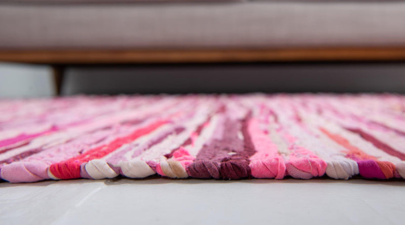 Indigo Weave Cotton Collection Area Rug - Santorini (Pink) Rectangle Pink lifestyle 5