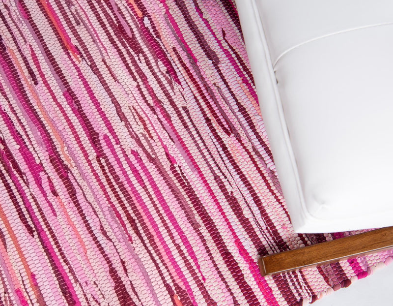 Indigo Weave Cotton Collection Area Rug - Santorini (Pink) Rectangle Pink lifestyle 6