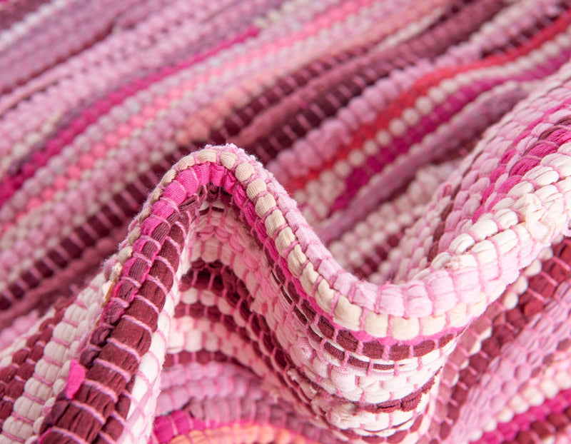Indigo Weave Cotton Collection Area Rug - Santorini (Pink) Rectangle Pink lifestyle 8