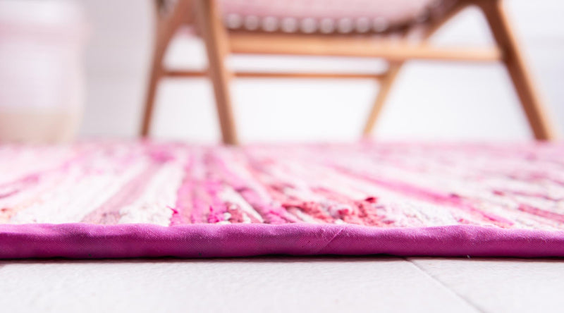 Indigo Weave Cotton Collection Area Rug - Santorini (Pink) Oval Pink lifestyle 26